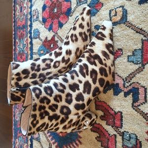 Leopard print pony hair Miu Miu booties